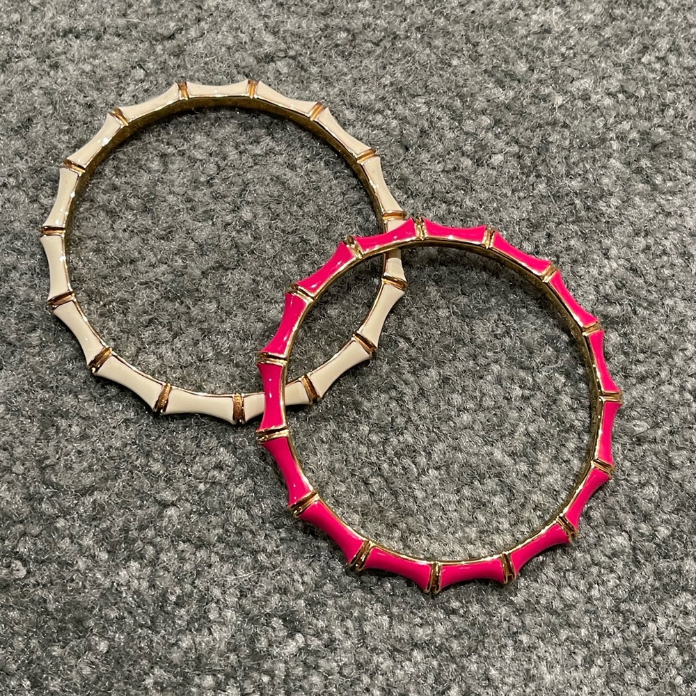 Stella & Dot Bracelet Set- ivory and magenta.